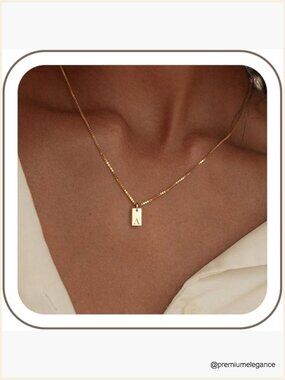 14K Gold Plated Initial Necklace Personalized Pendant Waterproof Dainty Chain